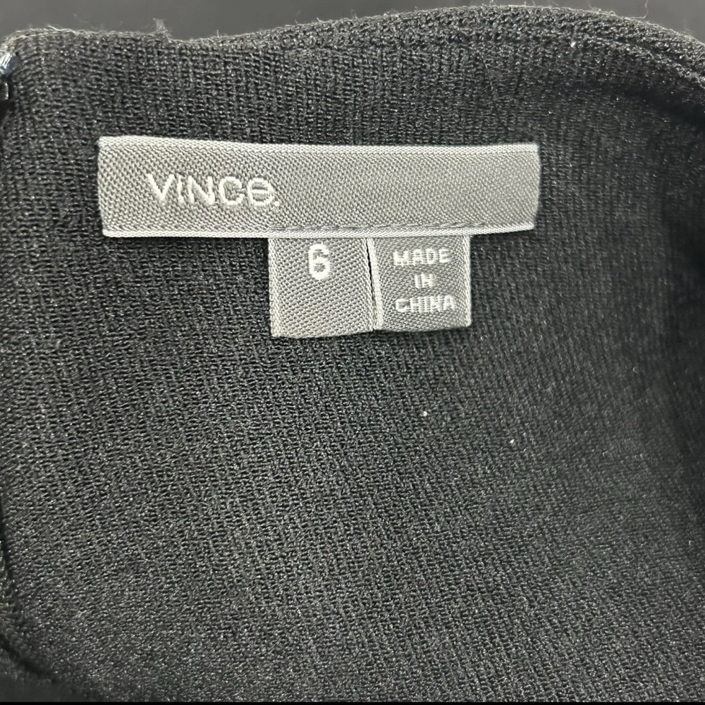 Vince Inverted Dress V-Neck Side Pockets Black Size 6 - Picture 5 of 11